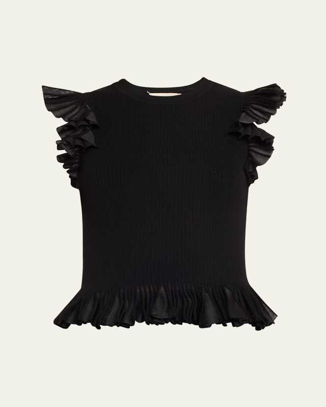 Leila Ribbed Ruffle Top